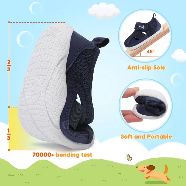 LRUN Toddler Shoes Barefoot Kids Sneakers Wide Minimalist Boys Girls Summer Footwear for Indoor Outdoor Walking RunningNavy