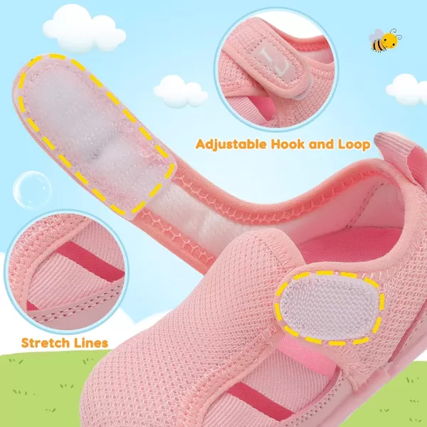 LRUN Toddler Shoes Barefoot Kids Sneakers Wide Minimalist Boys Girls Summer Footwear for Indoor Outdoor Walking RunningPink