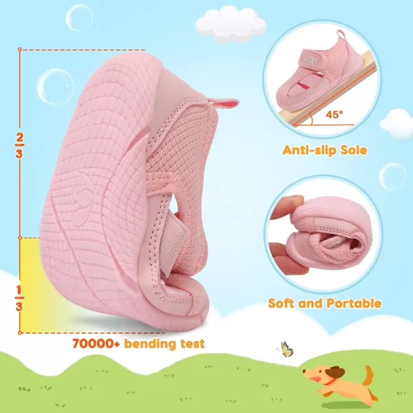 LRUN Toddler Shoes Barefoot Kids Sneakers Wide Minimalist Boys Girls Summer Footwear for Indoor Outdoor Walking RunningPink