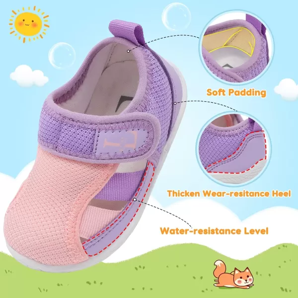 LRUN Toddler Shoes Barefoot Kids Sneakers Wide Minimalist Boys Girls Summer Footwear for Indoor Outdoor Walking RunningPink Purple