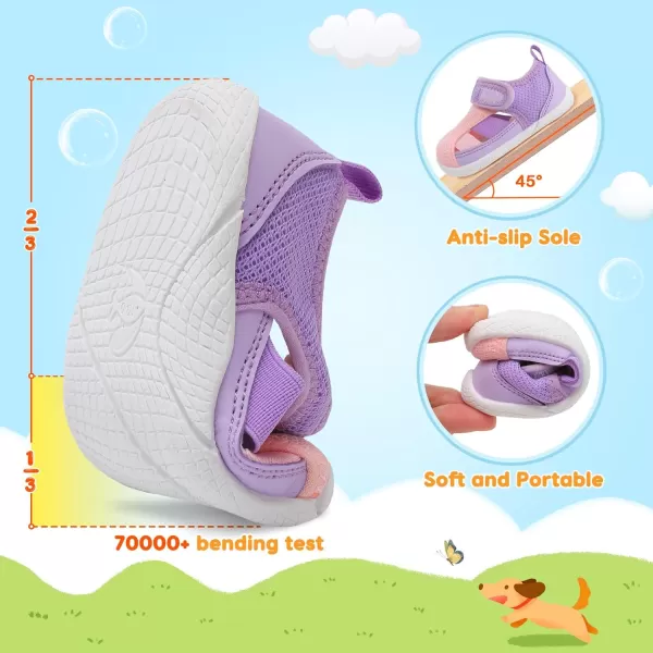 LRUN Toddler Shoes Barefoot Kids Sneakers Wide Minimalist Boys Girls Summer Footwear for Indoor Outdoor Walking RunningPink Purple