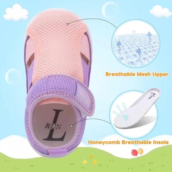 LRUN Toddler Shoes Barefoot Kids Sneakers Wide Minimalist Boys Girls Summer Footwear for Indoor Outdoor Walking RunningPink Purple