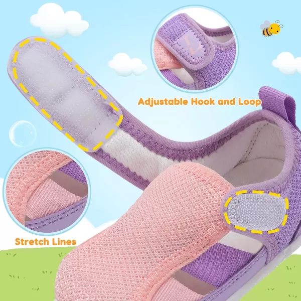 LRUN Toddler Shoes Barefoot Kids Sneakers Wide Minimalist Boys Girls Summer Footwear for Indoor Outdoor Walking RunningPink Purple