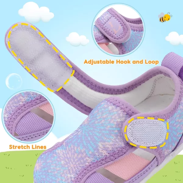 LRUN Toddler Shoes Barefoot Kids Sneakers Wide Minimalist Boys Girls Summer Footwear for Indoor Outdoor Walking RunningPurple Drawings
