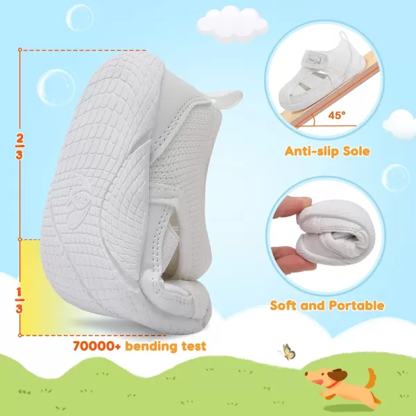 LRUN Toddler Shoes Barefoot Kids Sneakers Wide Minimalist Boys Girls Summer Footwear for Indoor Outdoor Walking RunningWhite