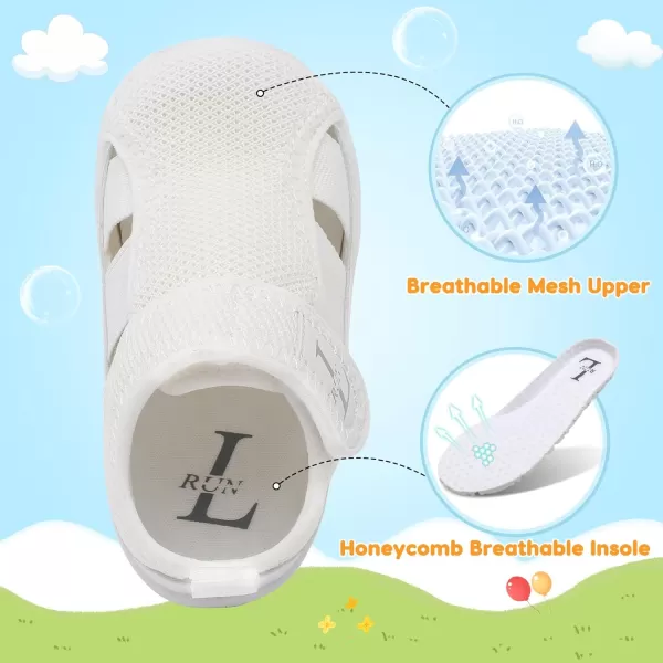 LRUN Toddler Shoes Barefoot Kids Sneakers Wide Minimalist Boys Girls Summer Footwear for Indoor Outdoor Walking RunningWhite