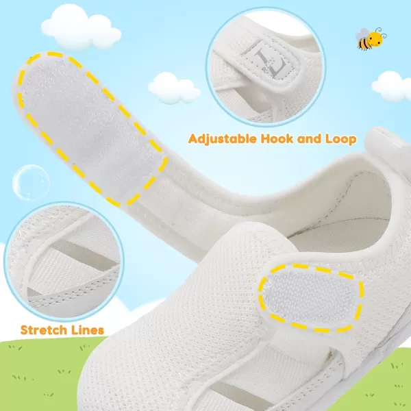 LRUN Toddler Shoes Barefoot Kids Sneakers Wide Minimalist Boys Girls Summer Footwear for Indoor Outdoor Walking RunningWhite