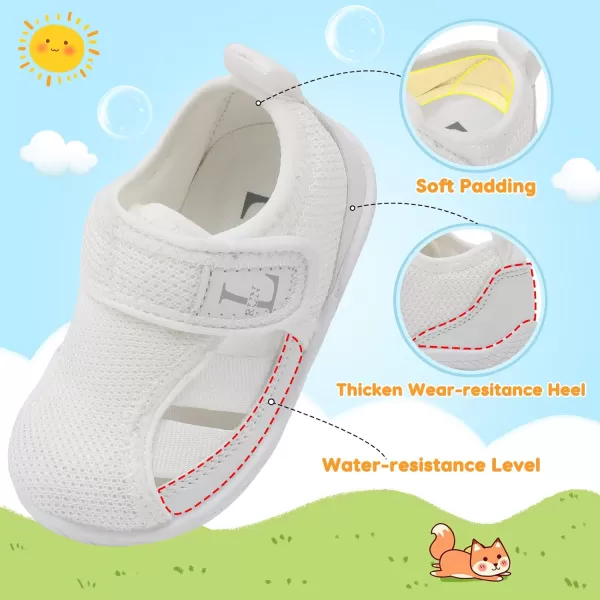LRUN Toddler Shoes Barefoot Kids Sneakers Wide Minimalist Boys Girls Summer Footwear for Indoor Outdoor Walking RunningWhite
