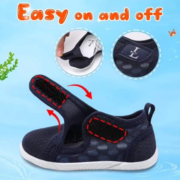 LRUN Toddler Shoes Boys Girls Barefoot Sneaker NonSlip Kids Water Shoes Wide Walking Shoes Baby Quick Dry Breathable Summer Socks Shoes for Outdoor IndoorNavy