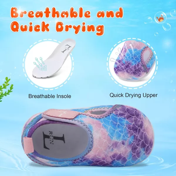 LRUN Toddler Shoes Boys Girls Barefoot Sneaker NonSlip Kids Water Shoes Wide Walking Shoes Baby Quick Dry Breathable Summer Socks Shoes for Outdoor IndoorPurple Mermaid
