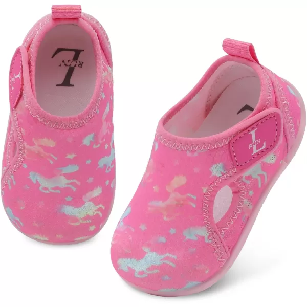 LRUN Toddler Shoes Boys Girls Barefoot Sneaker NonSlip Kids Water Shoes Wide Walking Shoes Baby Quick Dry Breathable Summer Socks Shoes for Outdoor IndoorPink Horse