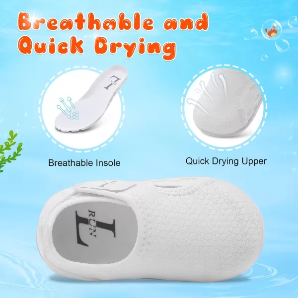 LRUN Toddler Shoes Boys Girls Barefoot Sneaker NonSlip Kids Water Shoes Wide Walking Shoes Baby Quick Dry Breathable Summer Socks Shoes for Outdoor IndoorWhite