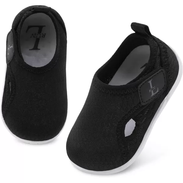 LRUN Toddler Shoes Boys Girls Barefoot Sneaker NonSlip Kids Water Shoes Wide Walking Shoes Baby Quick Dry Breathable Summer Socks Shoes for Outdoor IndoorBlack
