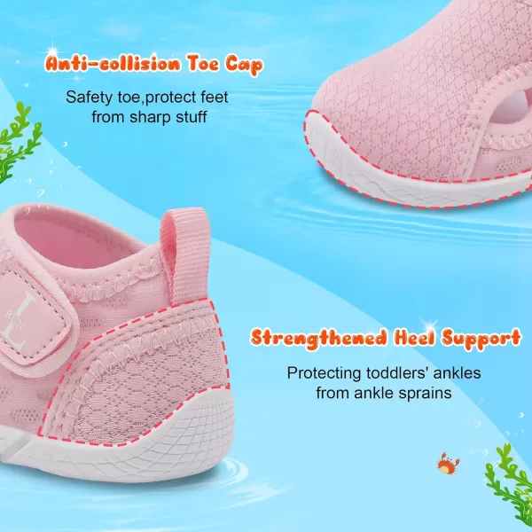 LRUN Toddler Shoes Boys Girls Barefoot Sneaker NonSlip Kids Water Shoes Wide Walking Shoes Baby Quick Dry Breathable Summer Socks Shoes for Outdoor IndoorPink