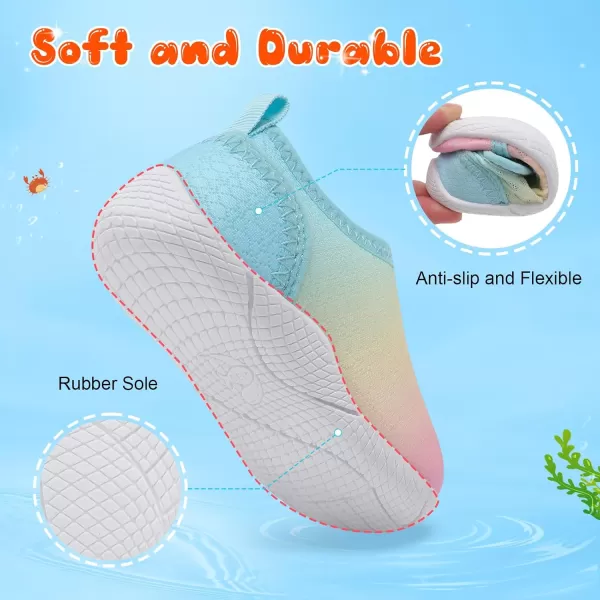 LRUN Toddler Shoes Boys Girls Barefoot Sneaker NonSlip Kids Water Shoes Wide Walking Shoes Baby Quick Dry Breathable Summer Socks Shoes for Outdoor IndoorColorful Gradient