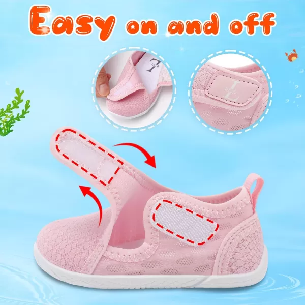 LRUN Toddler Shoes Boys Girls Barefoot Sneaker NonSlip Kids Water Shoes Wide Walking Shoes Baby Quick Dry Breathable Summer Socks Shoes for Outdoor IndoorPink