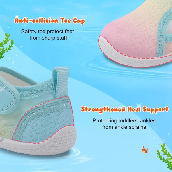 LRUN Toddler Shoes Boys Girls Barefoot Sneaker NonSlip Kids Water Shoes Wide Walking Shoes Baby Quick Dry Breathable Summer Socks Shoes for Outdoor IndoorColorful Gradient