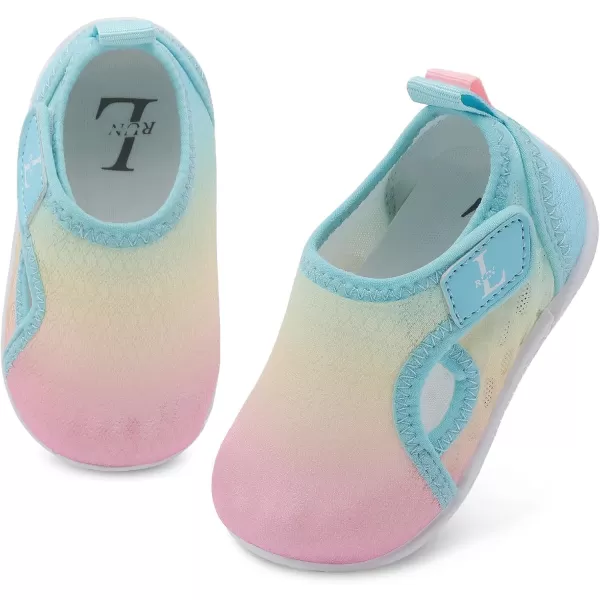 LRUN Toddler Shoes Boys Girls Barefoot Sneaker NonSlip Kids Water Shoes Wide Walking Shoes Baby Quick Dry Breathable Summer Socks Shoes for Outdoor IndoorColorful Gradient