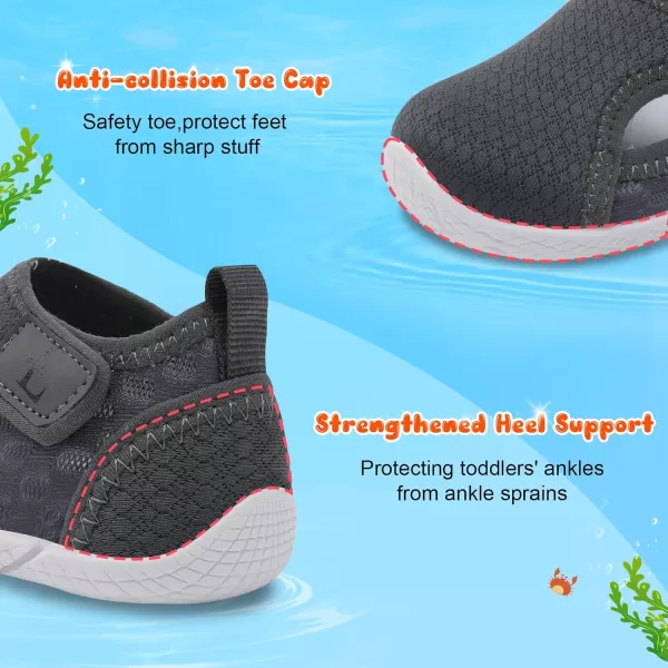 LRUN Toddler Shoes Boys Girls Barefoot Sneaker NonSlip Kids Water Shoes Wide Walking Shoes Baby Quick Dry Breathable Summer Socks Shoes for Outdoor IndoorGrey