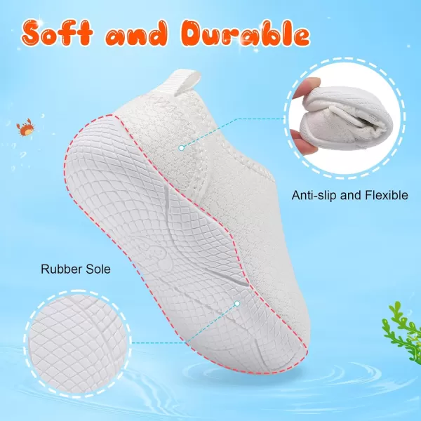 LRUN Toddler Shoes Boys Girls Barefoot Sneaker NonSlip Kids Water Shoes Wide Walking Shoes Baby Quick Dry Breathable Summer Socks Shoes for Outdoor IndoorWhite