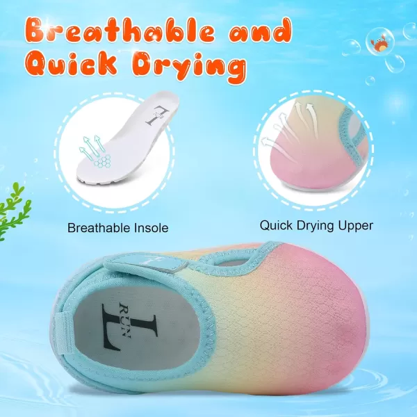 LRUN Toddler Shoes Boys Girls Barefoot Sneaker NonSlip Kids Water Shoes Wide Walking Shoes Baby Quick Dry Breathable Summer Socks Shoes for Outdoor IndoorColorful Gradient