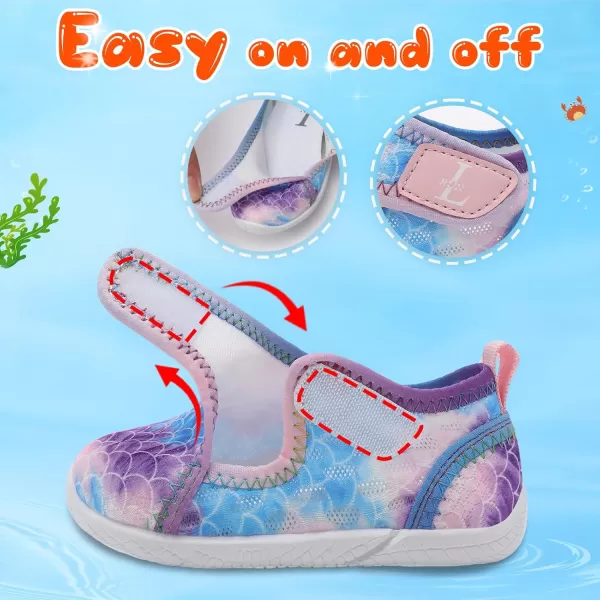 LRUN Toddler Shoes Boys Girls Barefoot Sneaker NonSlip Kids Water Shoes Wide Walking Shoes Baby Quick Dry Breathable Summer Socks Shoes for Outdoor IndoorPurple Mermaid