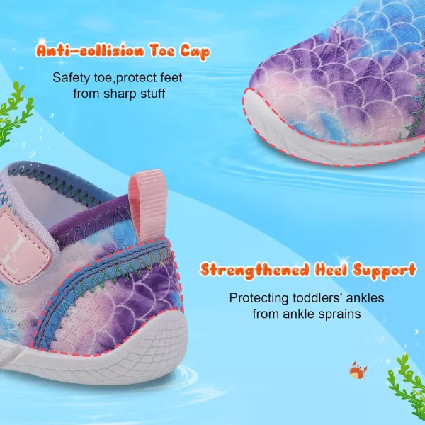 LRUN Toddler Shoes Boys Girls Barefoot Sneaker NonSlip Kids Water Shoes Wide Walking Shoes Baby Quick Dry Breathable Summer Socks Shoes for Outdoor IndoorPurple Mermaid