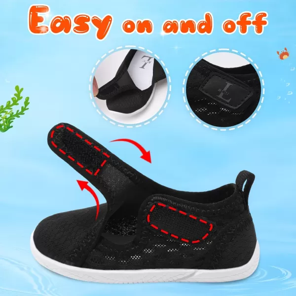 LRUN Toddler Shoes Boys Girls Barefoot Sneaker NonSlip Kids Water Shoes Wide Walking Shoes Baby Quick Dry Breathable Summer Socks Shoes for Outdoor IndoorBlack