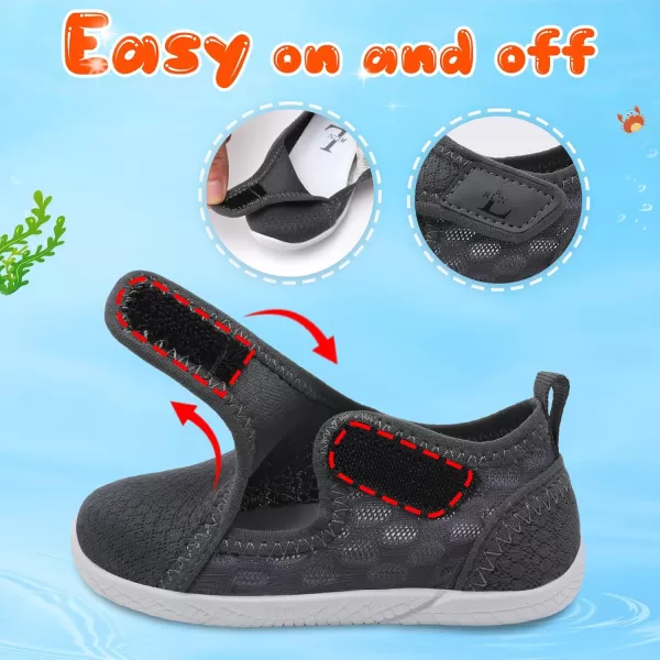 LRUN Toddler Shoes Boys Girls Barefoot Sneaker NonSlip Kids Water Shoes Wide Walking Shoes Baby Quick Dry Breathable Summer Socks Shoes for Outdoor IndoorGrey
