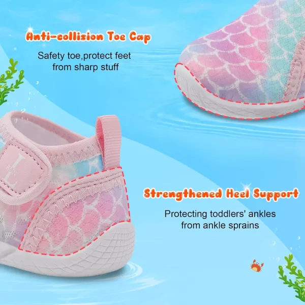 LRUN Toddler Shoes Boys Girls Barefoot Sneaker NonSlip Kids Water Shoes Wide Walking Shoes Baby Quick Dry Breathable Summer Socks Shoes for Outdoor IndoorColorful Mermaid