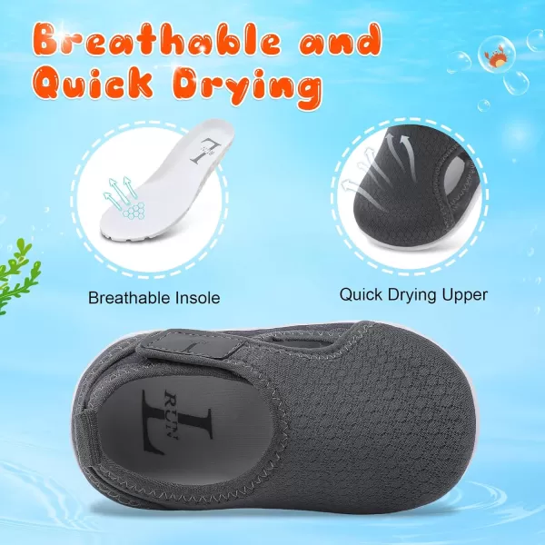 LRUN Toddler Shoes Boys Girls Barefoot Sneaker NonSlip Kids Water Shoes Wide Walking Shoes Baby Quick Dry Breathable Summer Socks Shoes for Outdoor IndoorGrey