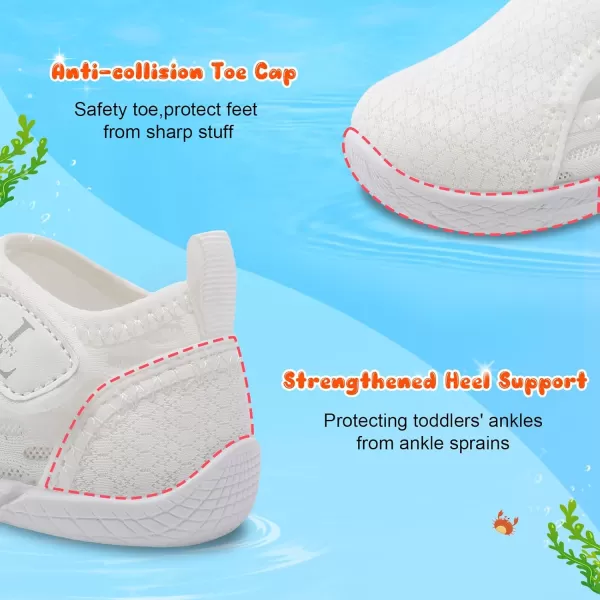 LRUN Toddler Shoes Boys Girls Barefoot Sneaker NonSlip Kids Water Shoes Wide Walking Shoes Baby Quick Dry Breathable Summer Socks Shoes for Outdoor IndoorWhite