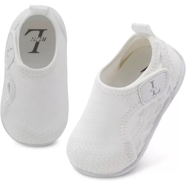 LRUN Toddler Shoes Boys Girls Barefoot Sneaker NonSlip Kids Water Shoes Wide Walking Shoes Baby Quick Dry Breathable Summer Socks Shoes for Outdoor IndoorWhite