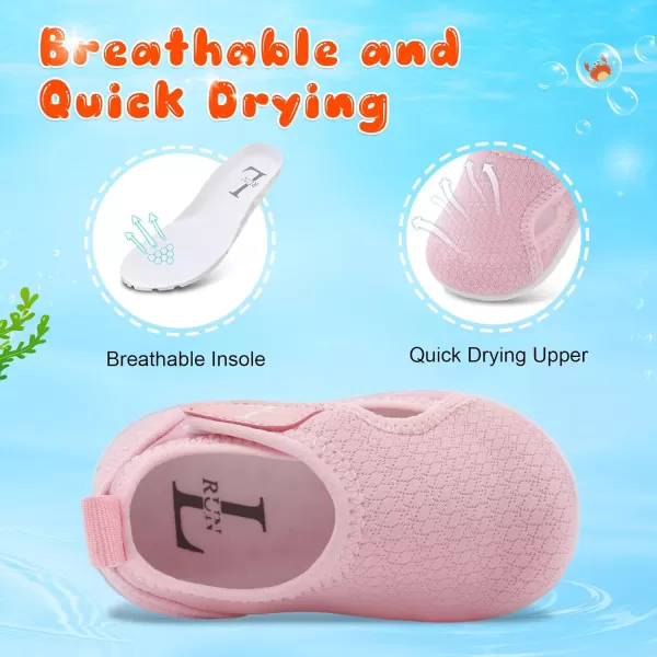 LRUN Toddler Shoes Boys Girls Barefoot Sneaker NonSlip Kids Water Shoes Wide Walking Shoes Baby Quick Dry Breathable Summer Socks Shoes for Outdoor IndoorPink