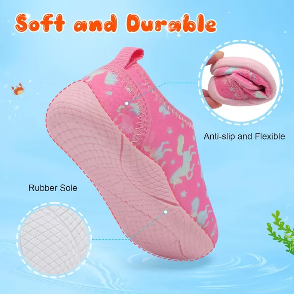 LRUN Toddler Shoes Boys Girls Barefoot Sneaker NonSlip Kids Water Shoes Wide Walking Shoes Baby Quick Dry Breathable Summer Socks Shoes for Outdoor IndoorPink Horse