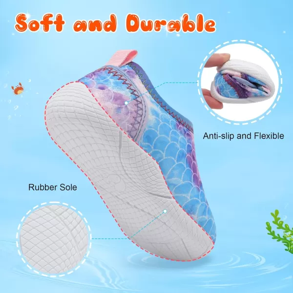 LRUN Toddler Shoes Boys Girls Barefoot Sneaker NonSlip Kids Water Shoes Wide Walking Shoes Baby Quick Dry Breathable Summer Socks Shoes for Outdoor IndoorPurple Mermaid