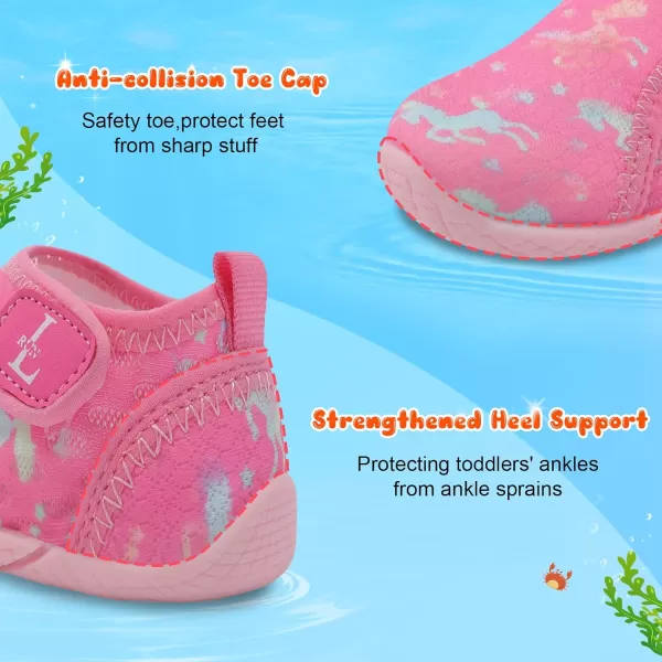 LRUN Toddler Shoes Boys Girls Barefoot Sneaker NonSlip Kids Water Shoes Wide Walking Shoes Baby Quick Dry Breathable Summer Socks Shoes for Outdoor IndoorPink Horse