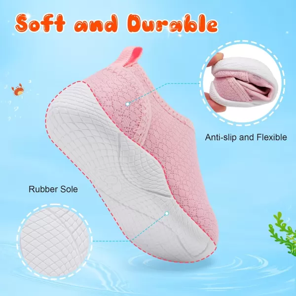 LRUN Toddler Shoes Boys Girls Barefoot Sneaker NonSlip Kids Water Shoes Wide Walking Shoes Baby Quick Dry Breathable Summer Socks Shoes for Outdoor IndoorPink
