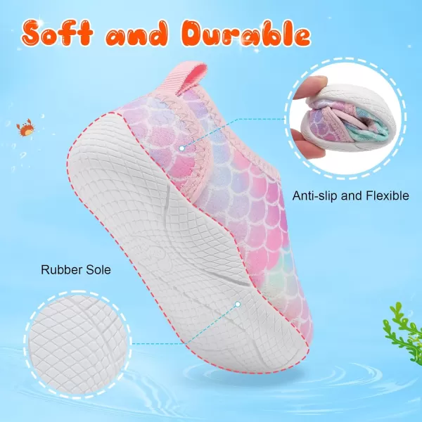 LRUN Toddler Shoes Boys Girls Barefoot Sneaker NonSlip Kids Water Shoes Wide Walking Shoes Baby Quick Dry Breathable Summer Socks Shoes for Outdoor IndoorColorful Mermaid
