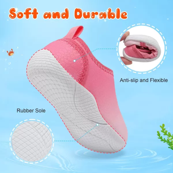 LRUN Toddler Shoes Boys Girls Barefoot Sneaker NonSlip Kids Water Shoes Wide Walking Shoes Baby Quick Dry Breathable Summer Socks Shoes for Outdoor IndoorPink Gradient