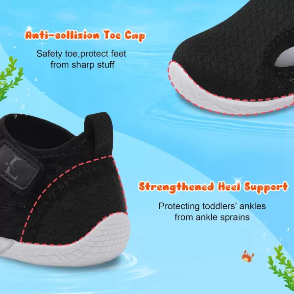 LRUN Toddler Shoes Boys Girls Barefoot Sneaker NonSlip Kids Water Shoes Wide Walking Shoes Baby Quick Dry Breathable Summer Socks Shoes for Outdoor IndoorBlack
