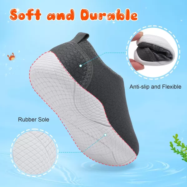 LRUN Toddler Shoes Boys Girls Barefoot Sneaker NonSlip Kids Water Shoes Wide Walking Shoes Baby Quick Dry Breathable Summer Socks Shoes for Outdoor IndoorGrey