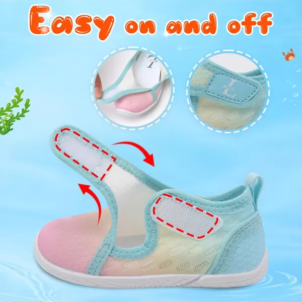 LRUN Toddler Shoes Boys Girls Barefoot Sneaker NonSlip Kids Water Shoes Wide Walking Shoes Baby Quick Dry Breathable Summer Socks Shoes for Outdoor IndoorColorful Gradient