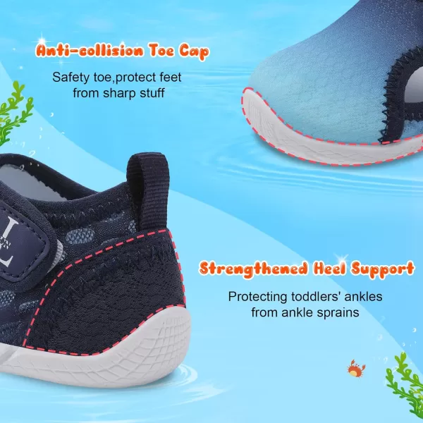 LRUN Toddler Shoes Boys Girls Barefoot Sneaker NonSlip Kids Water Shoes Wide Walking Shoes Baby Quick Dry Breathable Summer Socks Shoes for Outdoor IndoorNavy Gradient