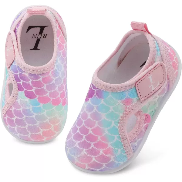 LRUN Toddler Shoes Boys Girls Barefoot Sneaker NonSlip Kids Water Shoes Wide Walking Shoes Baby Quick Dry Breathable Summer Socks Shoes for Outdoor IndoorColorful Mermaid
