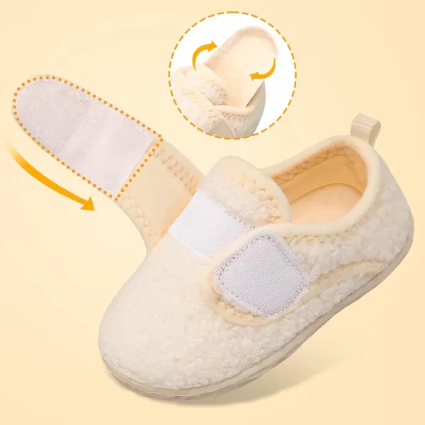 LRUN Toddler Slippers for Girls Boys Warm Household Shoes Kids Winter Slippers with Microfleece Lining for Indoor OutdoorBeige