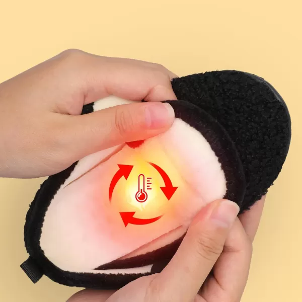 LRUN Toddler Slippers for Girls Boys Warm Household Shoes Kids Winter Slippers with Microfleece Lining for Indoor OutdoorBlack