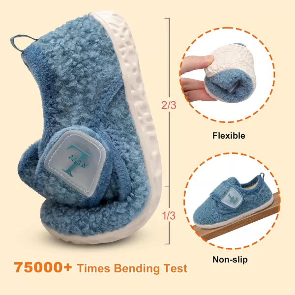 LRUN Toddler Slippers for Girls Boys Warm Household Shoes Kids Winter Slippers with Microfleece Lining for Indoor OutdoorBlue