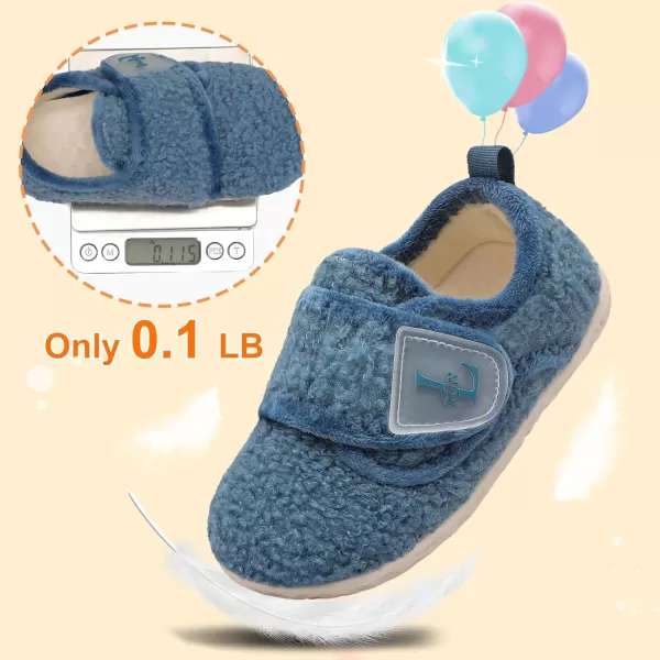 LRUN Toddler Slippers for Girls Boys Warm Household Shoes Kids Winter Slippers with Microfleece Lining for Indoor OutdoorBlue