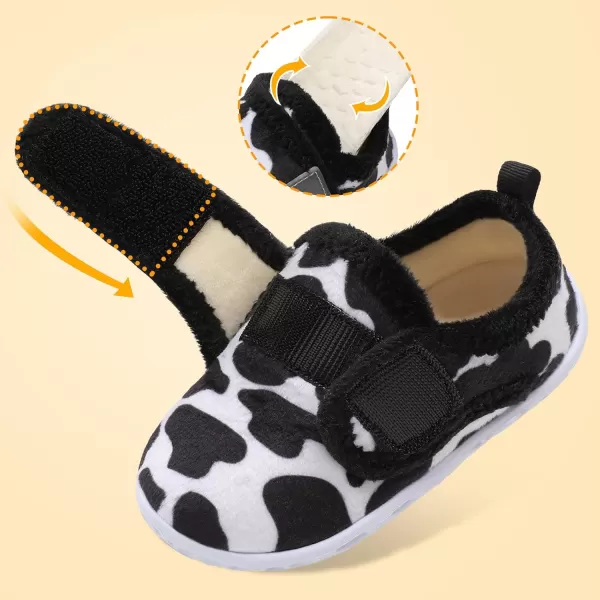 LRUN Toddler Slippers for Girls Boys Warm Household Shoes Kids Winter Slippers with Microfleece Lining for Indoor OutdoorCow